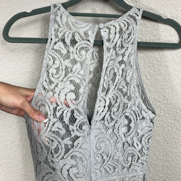 J Crew Pamela Dress in Leavers Lace Sleeveless Full Length Wedding Guest Gray 2 - Picture 6 of 15